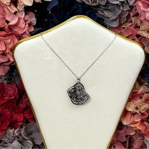 Boho Irregular Metallic Gray Agate Druzy Crystal Geode Quartz Stone